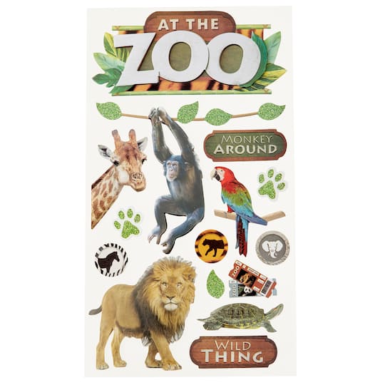 12 Pack: At the Zoo Dimensional Stickers by Recollections™